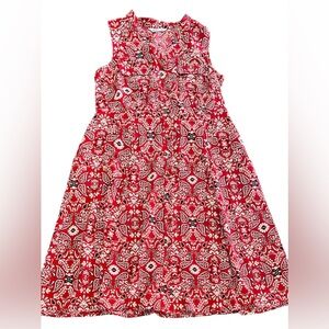 CROFT & BARROW  Red White Blue SLEEVELESS POCKET MIDI DRESS SIZE Large NWT
